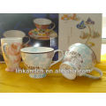 fine and high quality porcelain coffee set with golden color and rim